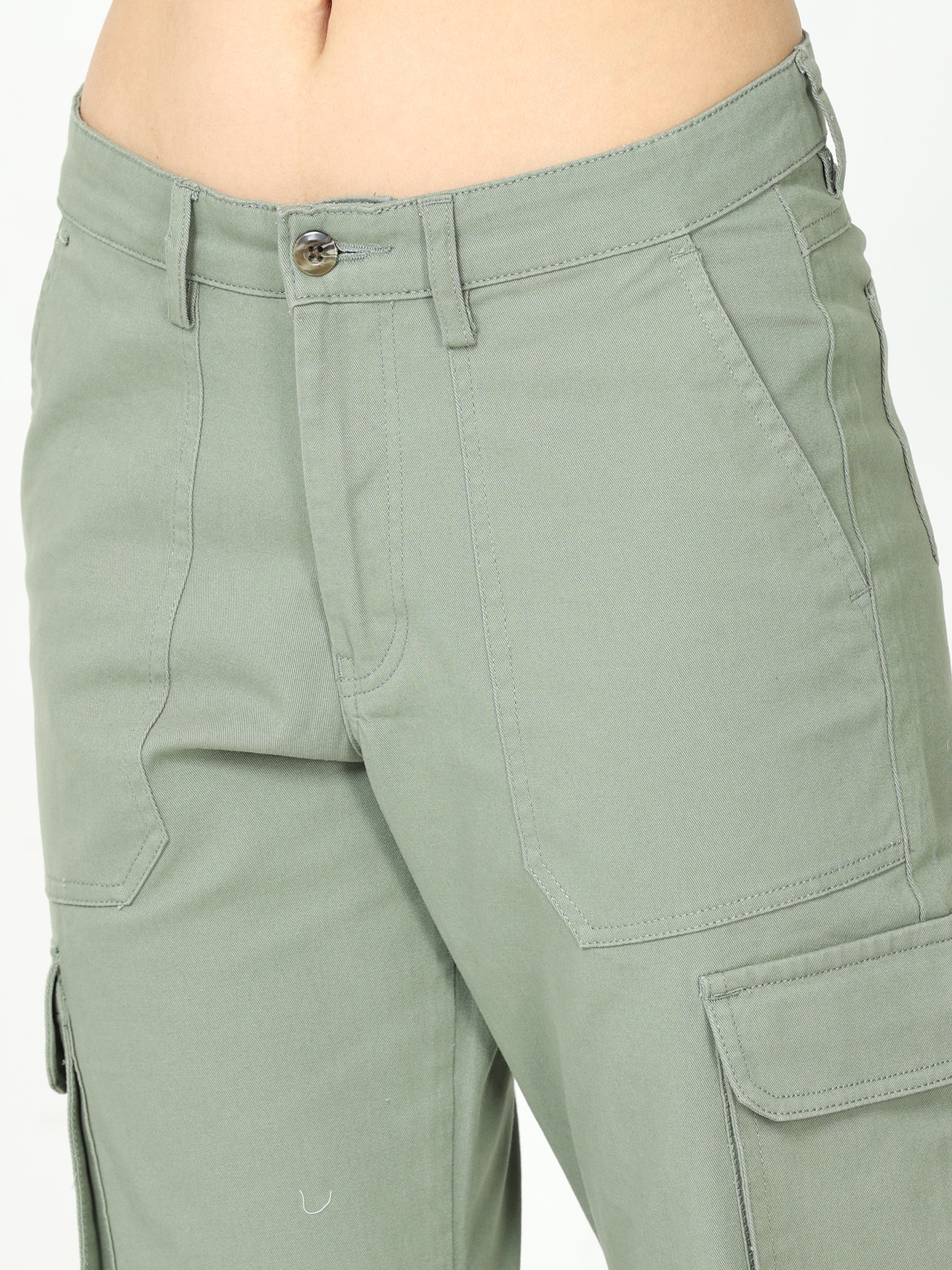 Stylish Cotton Fabric Women's Cargo Pant, Trendy & Comfortable Cargo Pant, Green  Cargo, Elastic Waist Cargo,